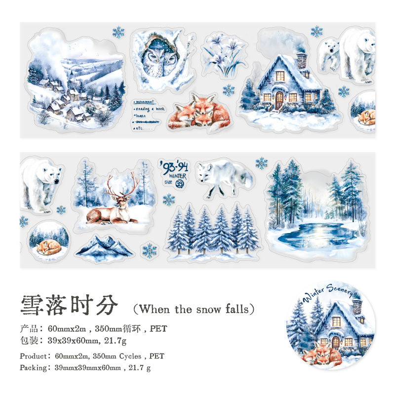 1 Roll Winter Landscape PET Stickers Tape DRXJ