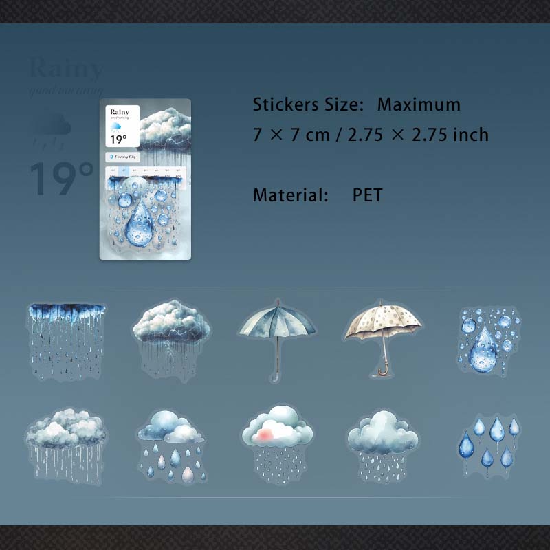 20 Pcs Weather PET Stickers QXWQ