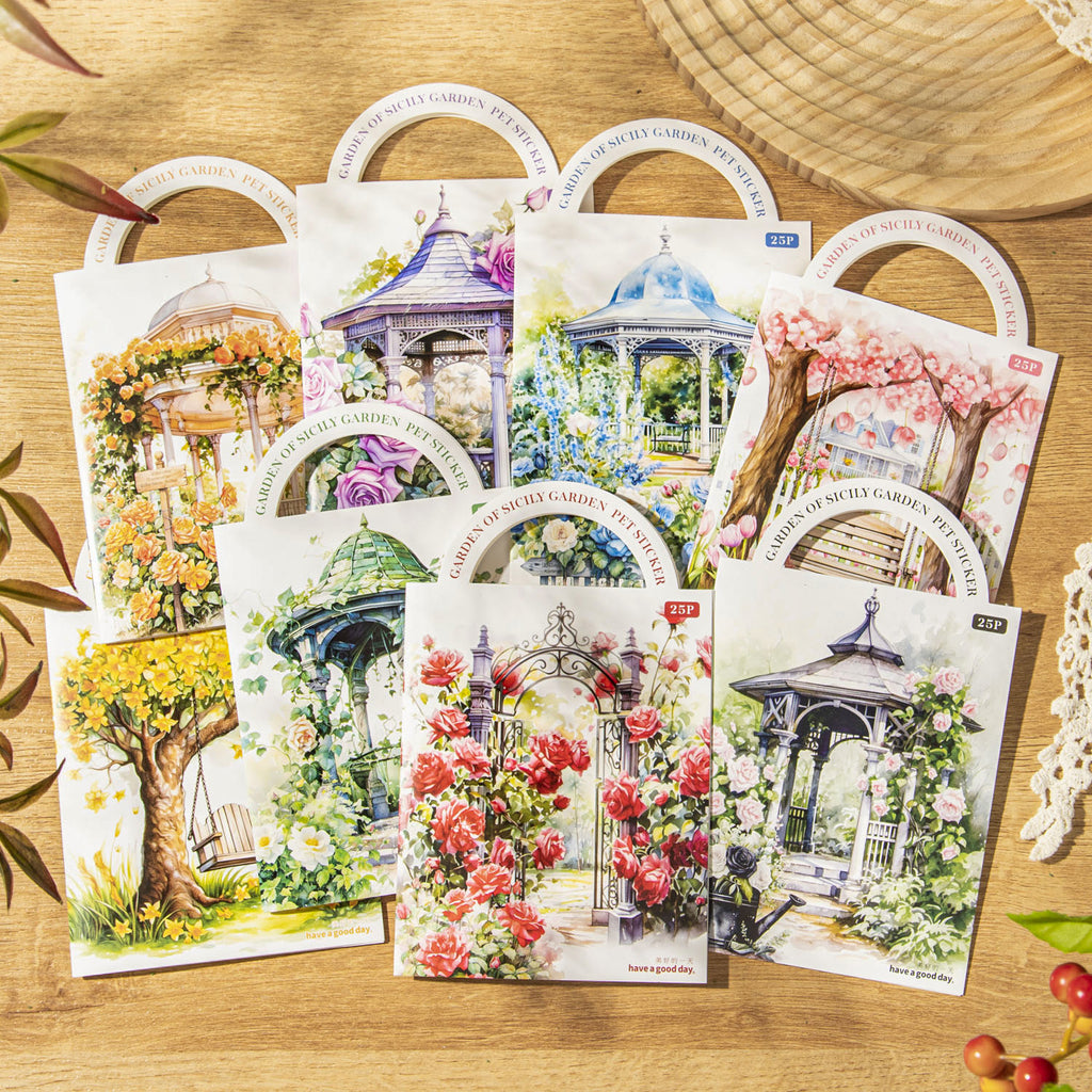 25 Pcs Garden Theme PET Stickers XXLDHY