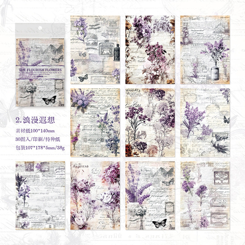 30 Pcs Floral Scrapbook Paper FHSY