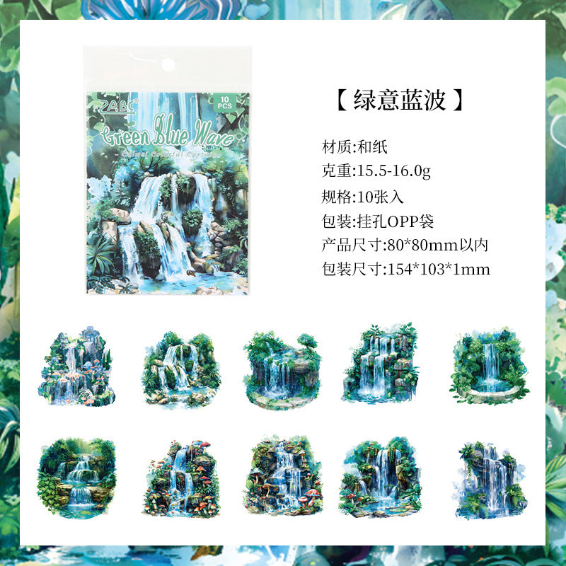 10 Pcs Waterfall PET Scrapbook Stickers CLPG