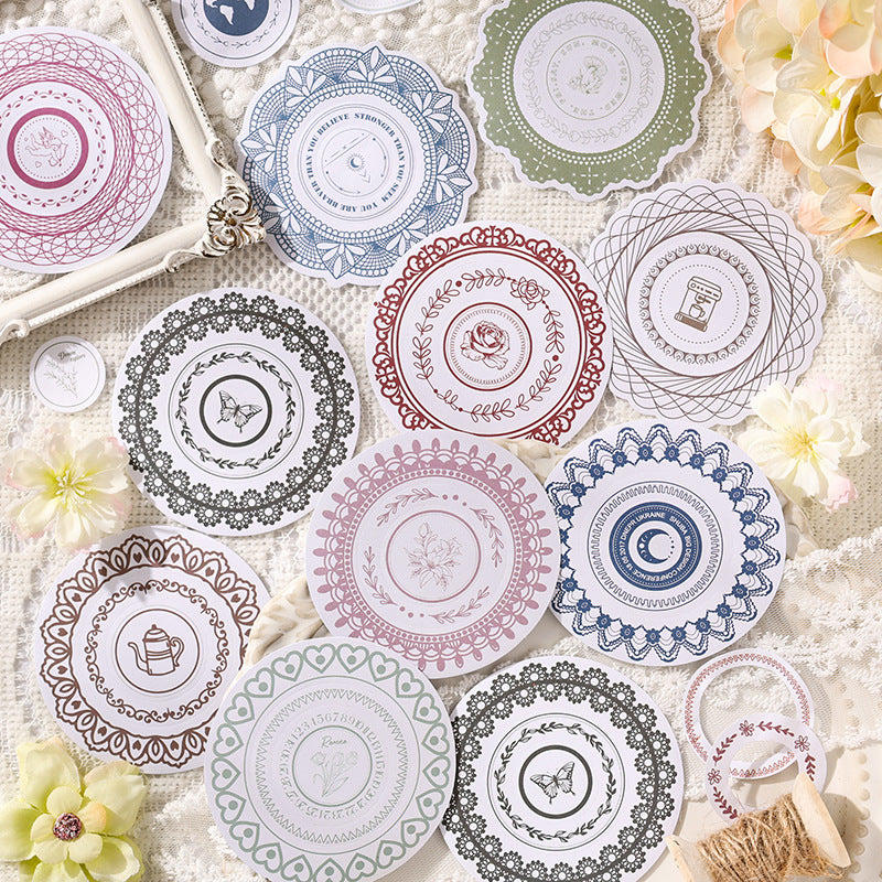 20 Pcs Round Lace Stickers HYLS