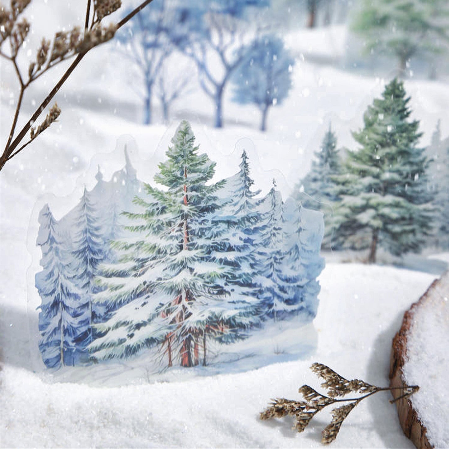 20 Pcs Winter Tree PET Stickers XZSY