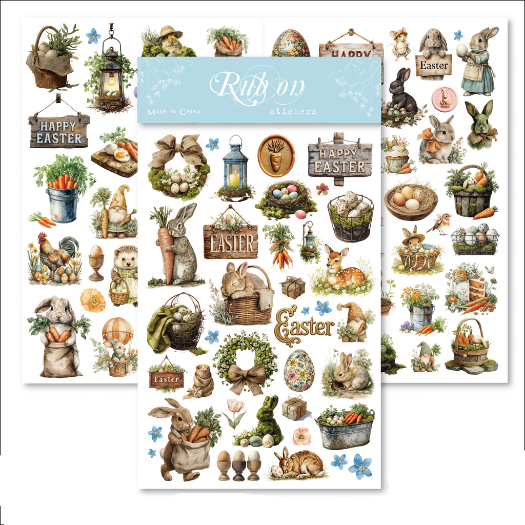 3 Sheets Rub on Stickers - Easter