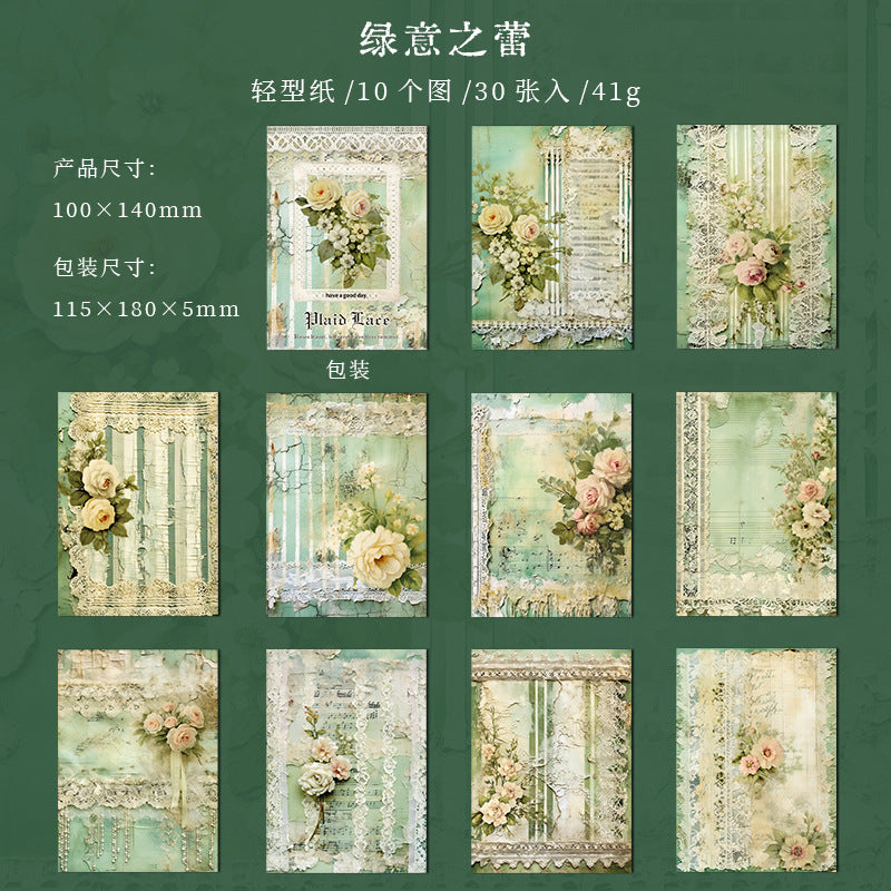 30 Pcs Lace Theme Scrapbook Paper GWLS