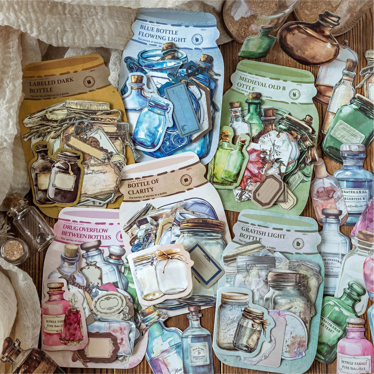 25 Pcs Bottle Themed Stickers PZGS