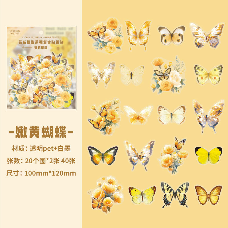 40 Pcs PET Butterfly and Flower Stickers HCDY