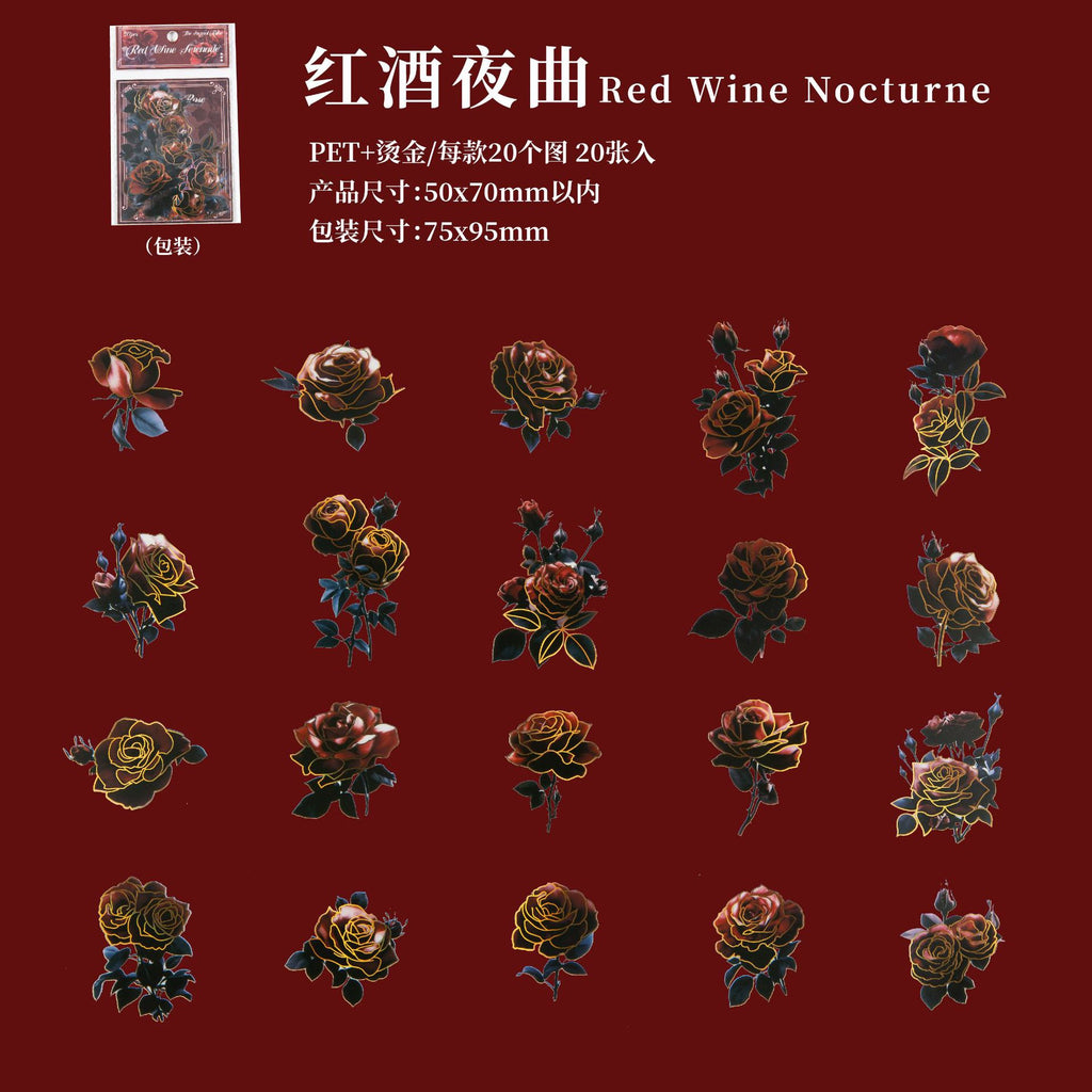 20 Pcs Dark Rose Stickers YHMG