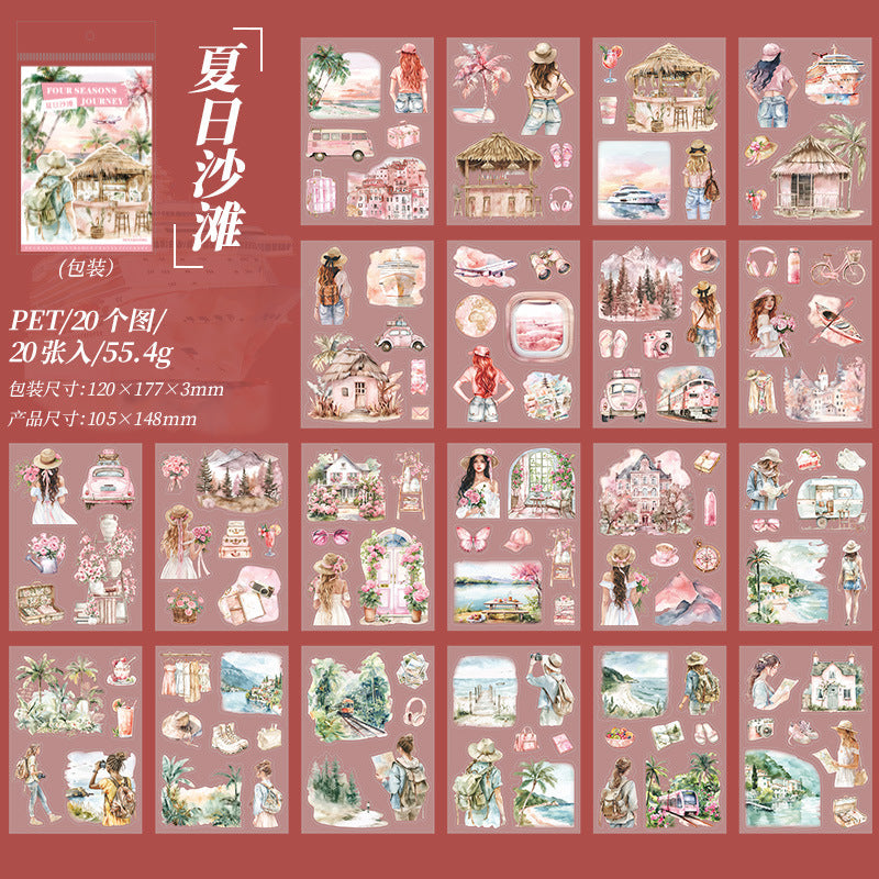 20 Sheets Seasonal PET Stickers Book SJZL