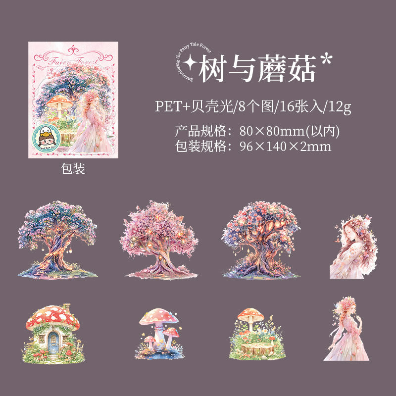 16 Pcs Fairy Forest PET Stickers YJTHSL