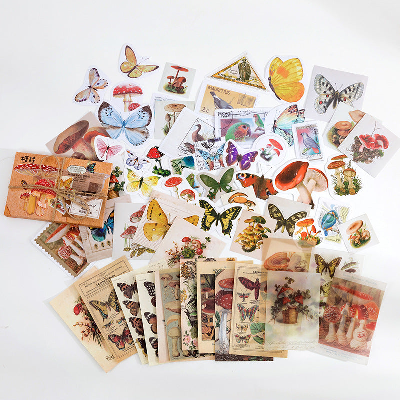 60 Pcs Vintage Butterfly Junk Journal Kit