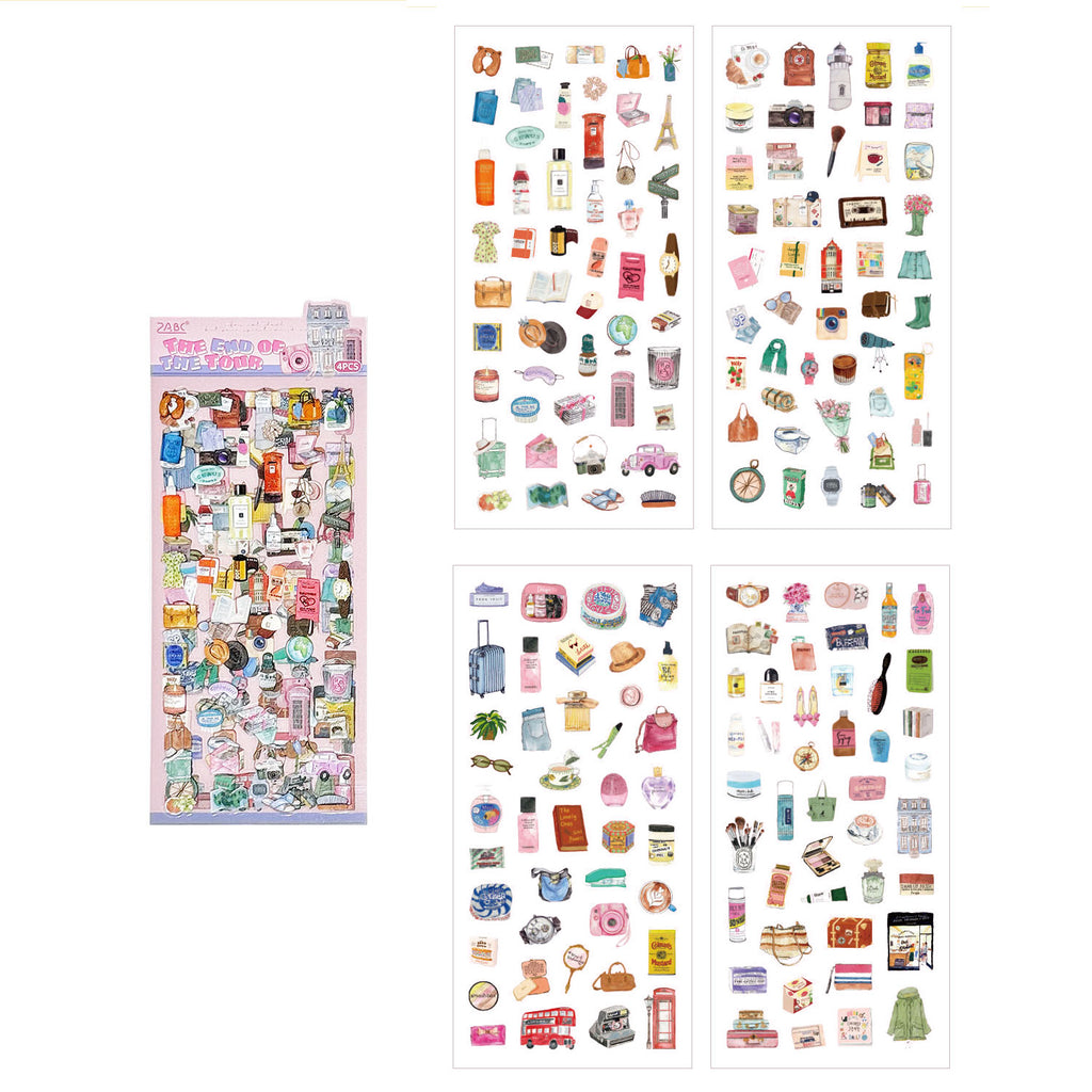 4 Pcs Vintage Cozy Everyday Stickers - Travel