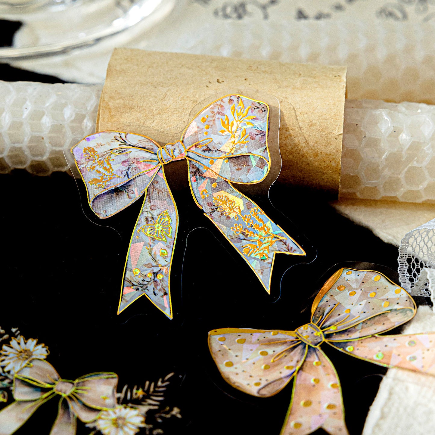 20 Pcs Floral Bow-knot PET Stickers HDJTJ