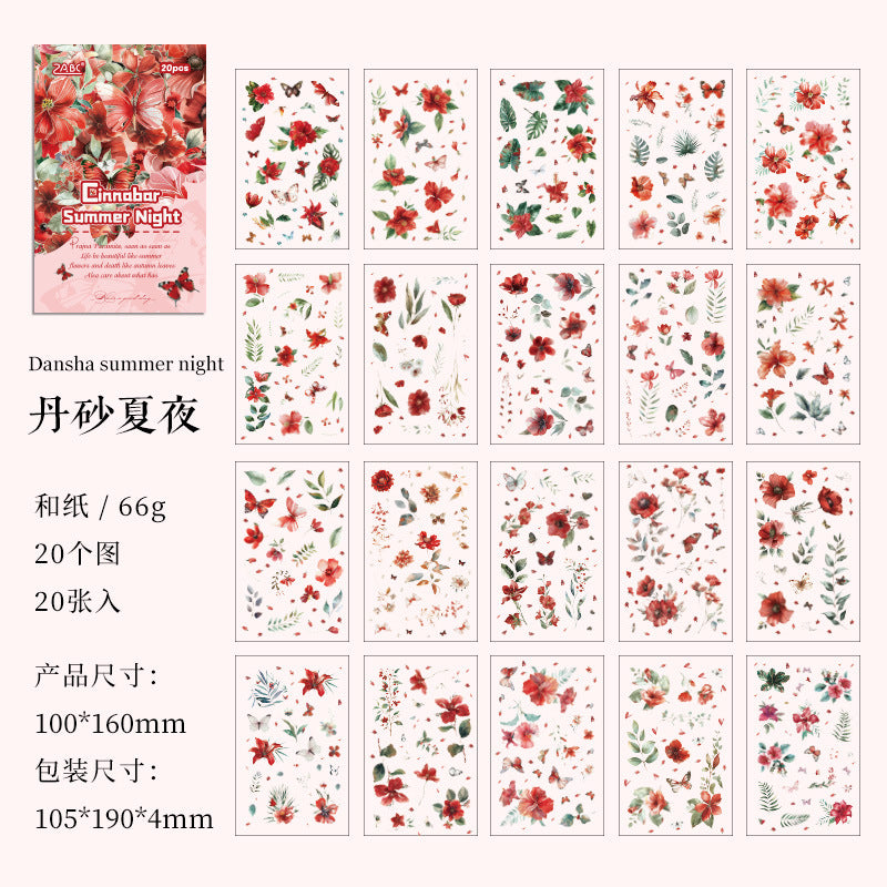 20 Sheets Die-cut Flower Washi Stickers Book FHYX