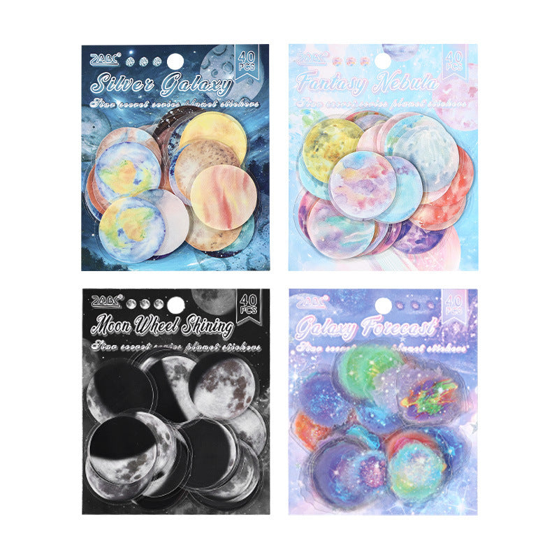 40 Pcs Colorful Planets PET Stickers XCMY