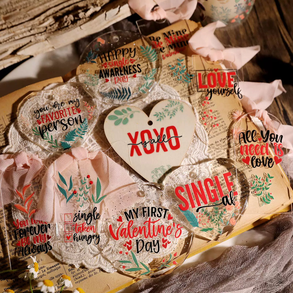2 Sheets Waterproof Rub on Stickers - Valentine's Day