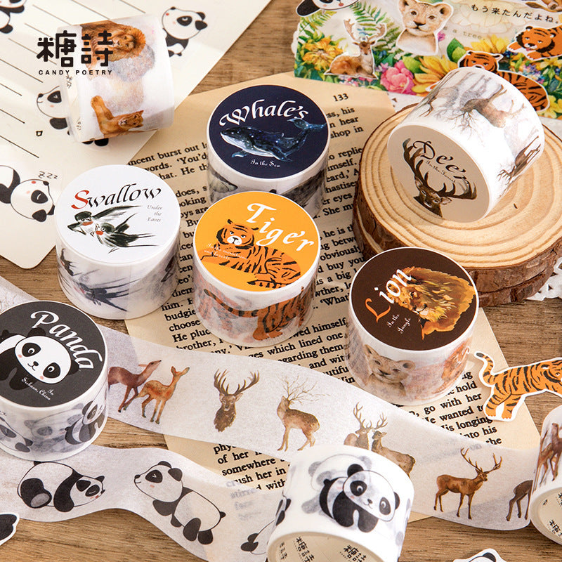 1 Roll Wild Animal Stickers Tape SMDW