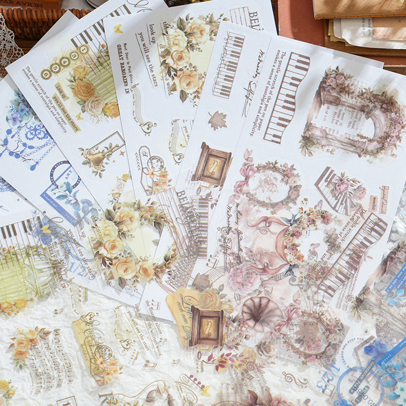 12 Sheets Die-cut Washi and PET Stickers Book XRJZQ