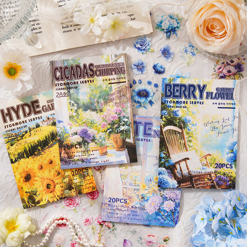 20 Sheets Flower PET Stickers Book WYHZ
