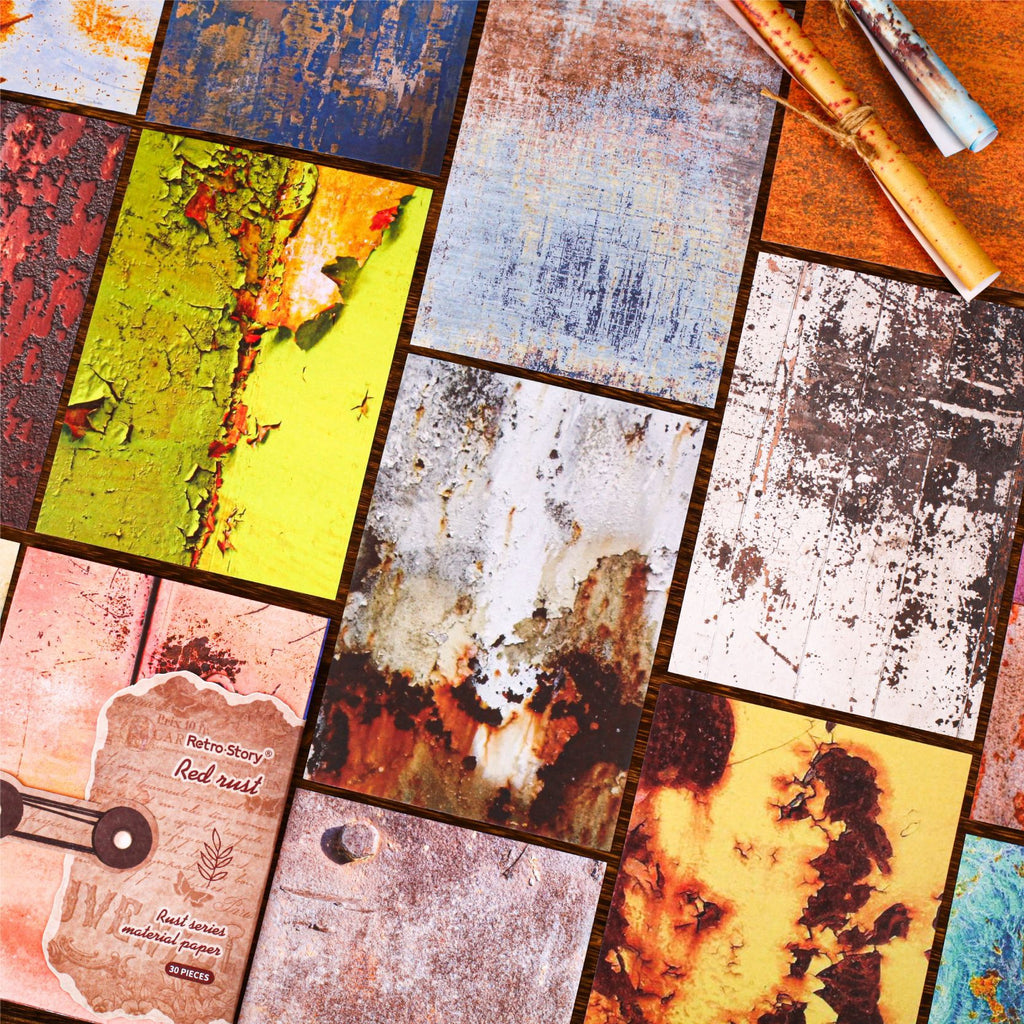 30 Pcs Rust Theme Scrapbook Paper XJXL