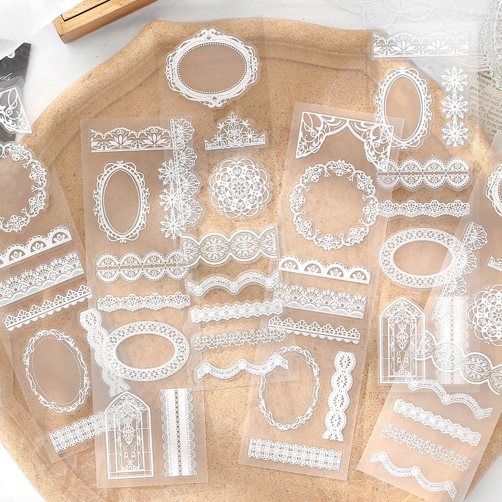 6 Sheets Lace Theme PET Stickers HBLS