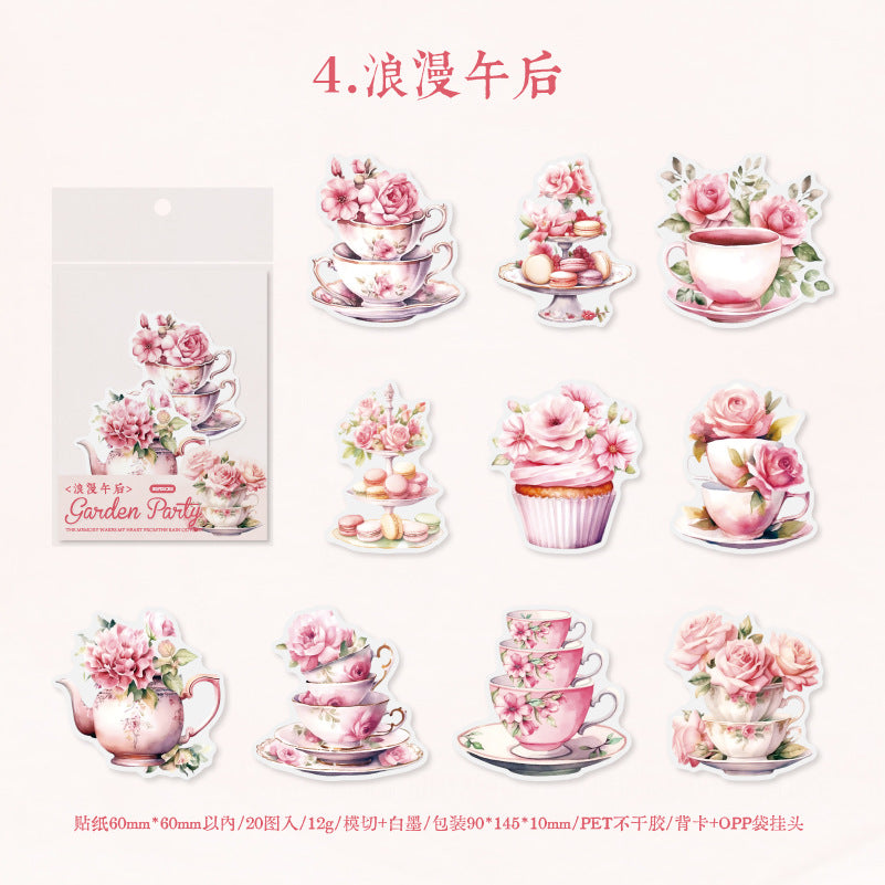 20 Pcs Mug and Flowers PET Stickers HYCHH