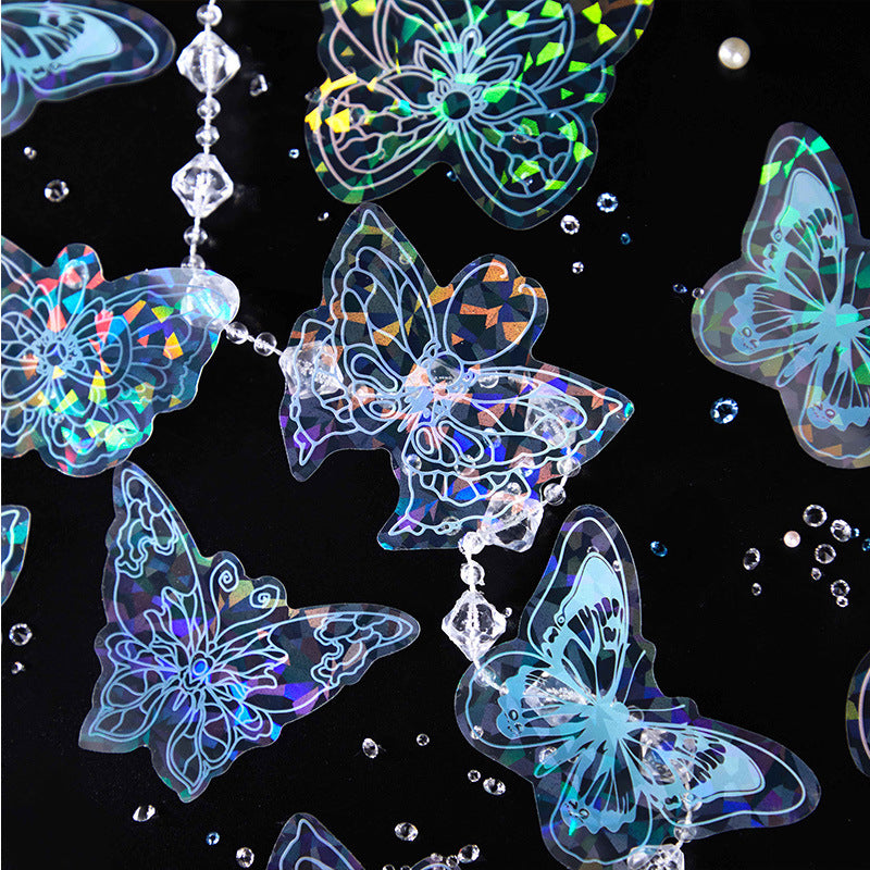 20 Pcs Glitter Butterfly PET Stickers DZYX