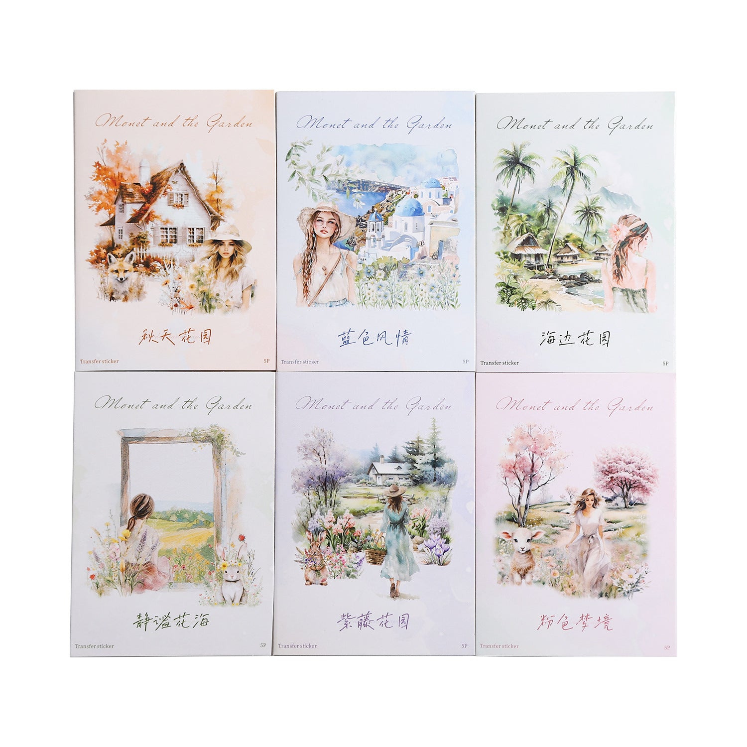 5 Sheets Garden Themed Transfer Stickers MNYHY