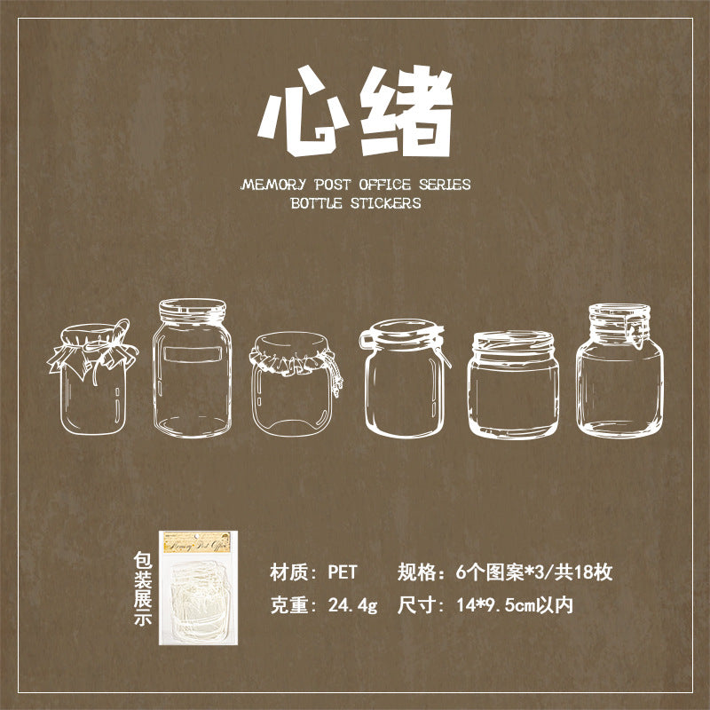 18 Pcs Transparent Bottle Stickers JYYJ