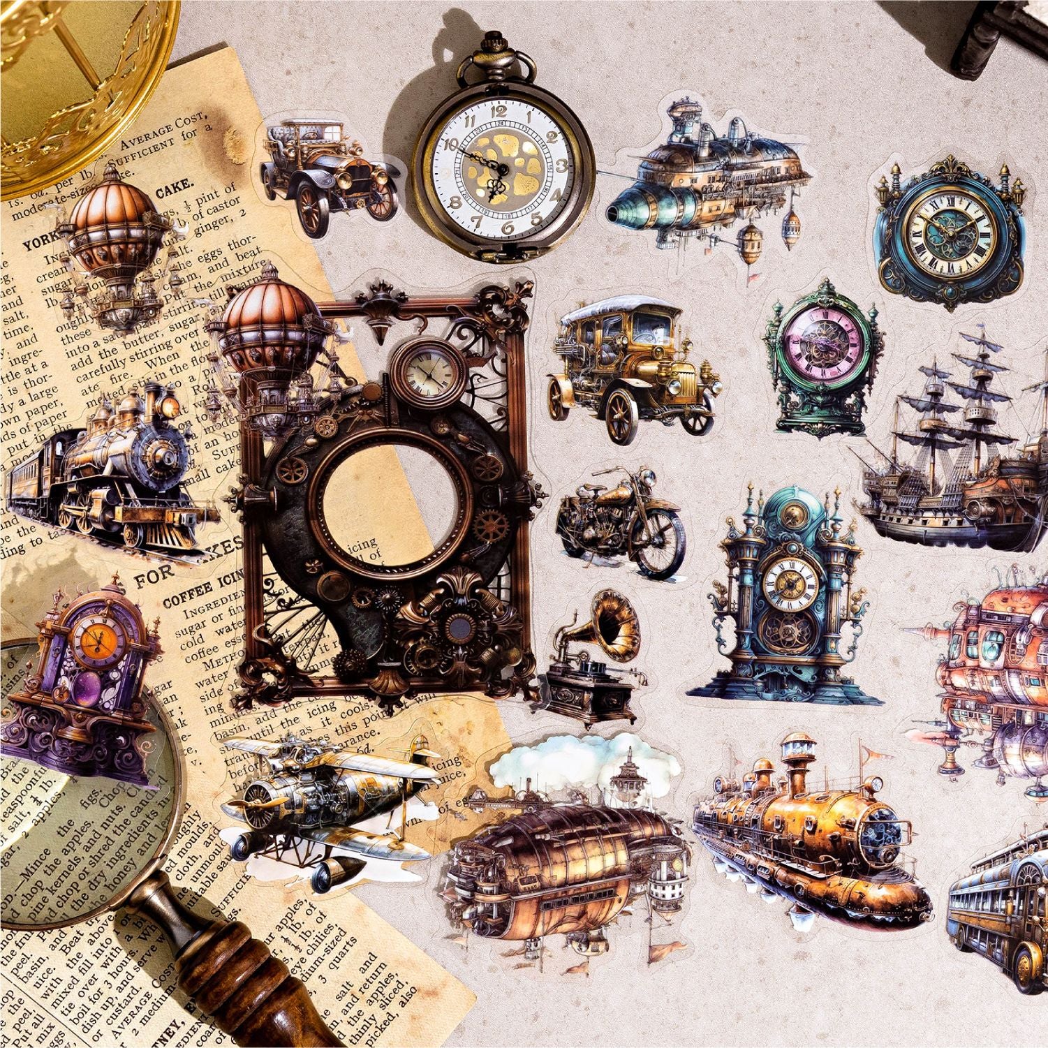 40 Pcs Old Time PET Stickers JXSD