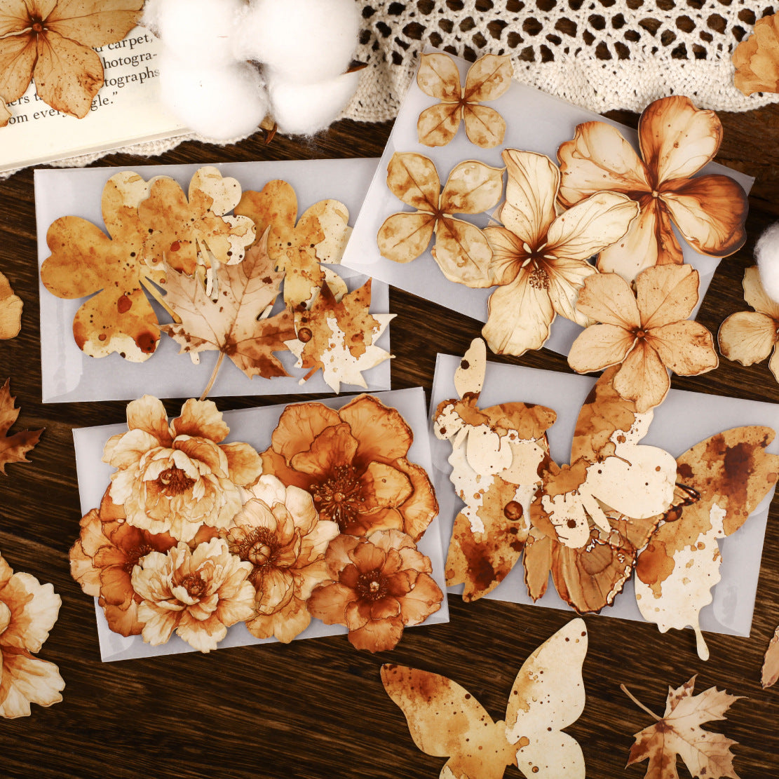 15 Pcs Autumn Pressed PET Stickers KZXL