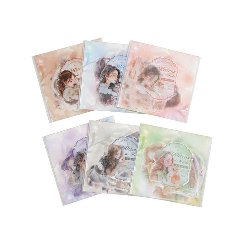 30 Pcs Cat Girl PET Stickers MMSN