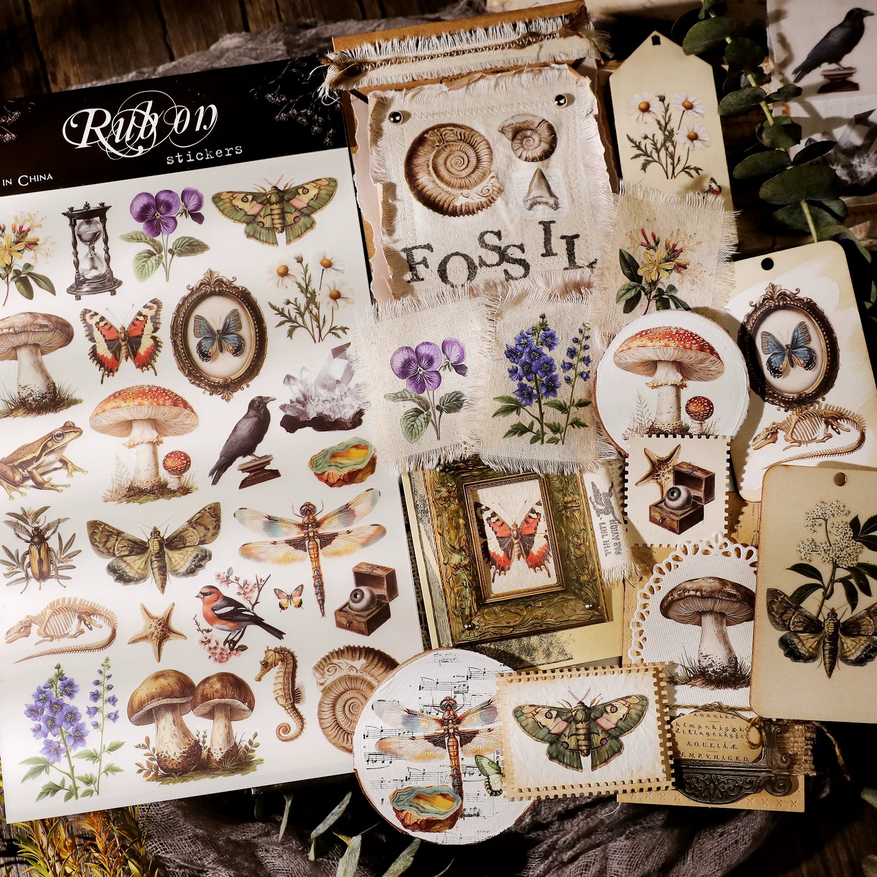 3 Sheets Rub on Stickers - Vintage Woodland