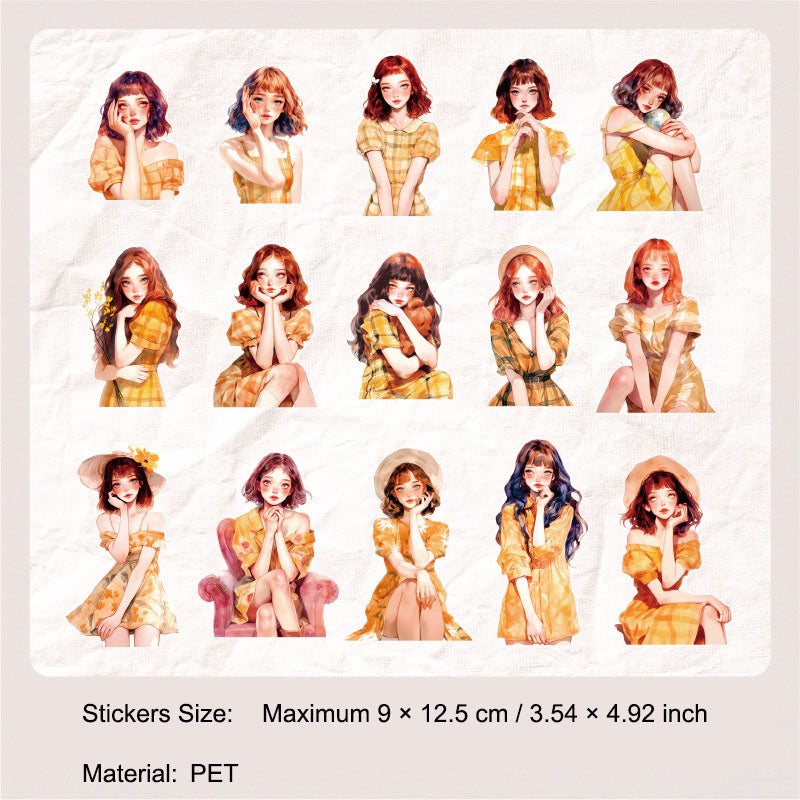 30 Pcs Fashion Girl PET Stickers ZDYSH