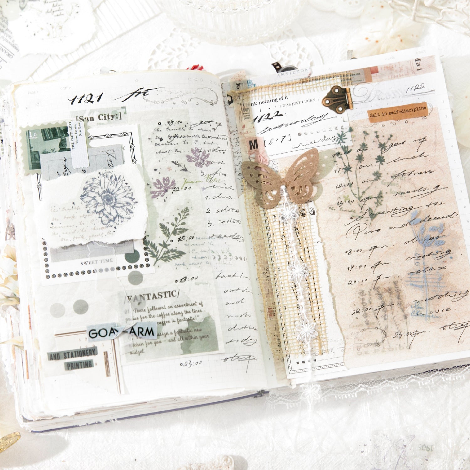 20 Pcs Botanical Flower Collage PET Stickers FGHC