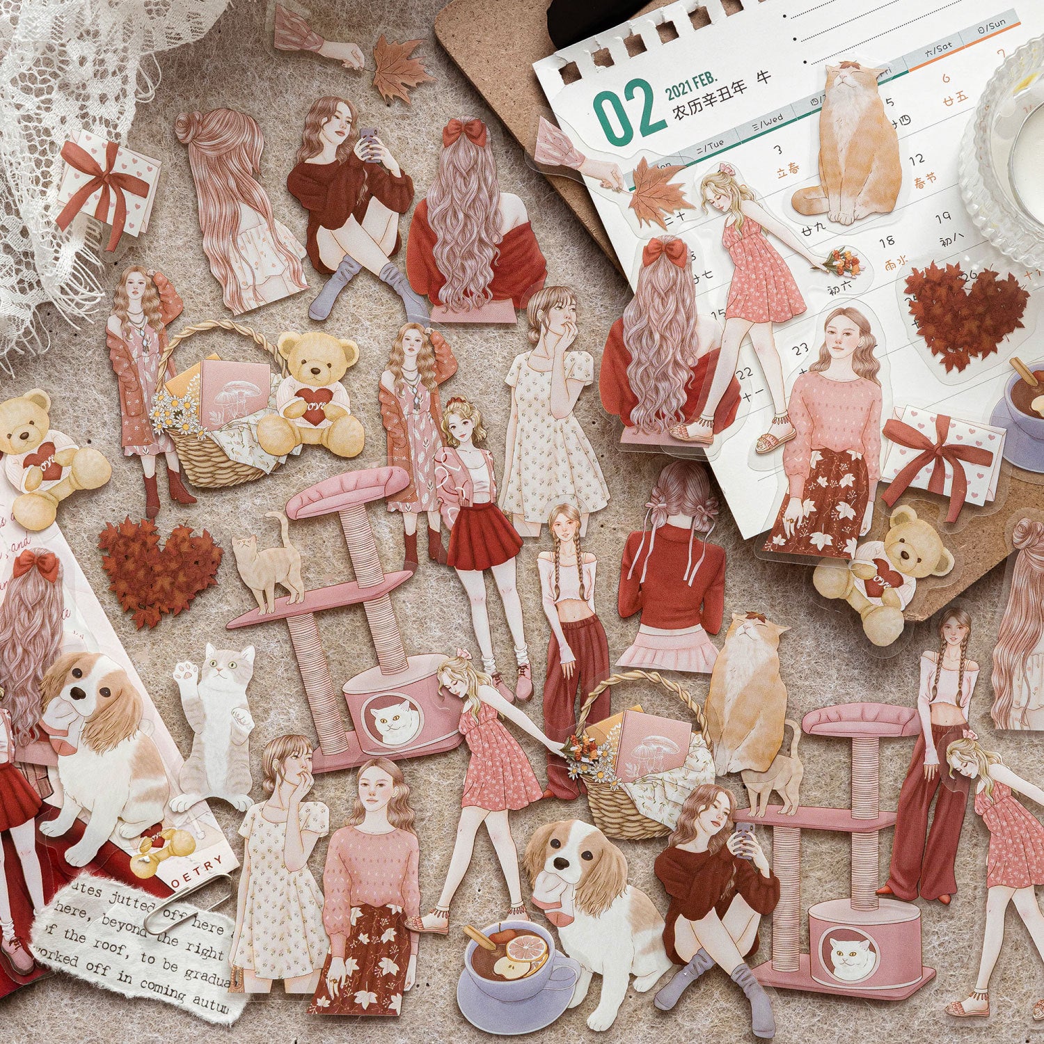 40 Pcs Cozy Girl Life PET Stickers SNMYZ