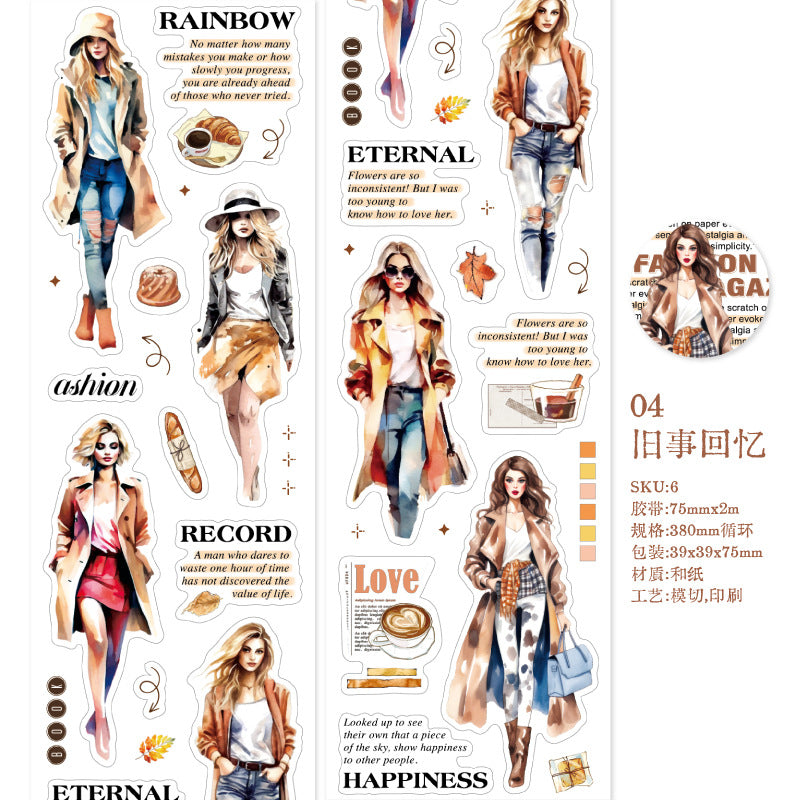 1 Roll Fashion Magzine Diecut Washi Tape JPZZ