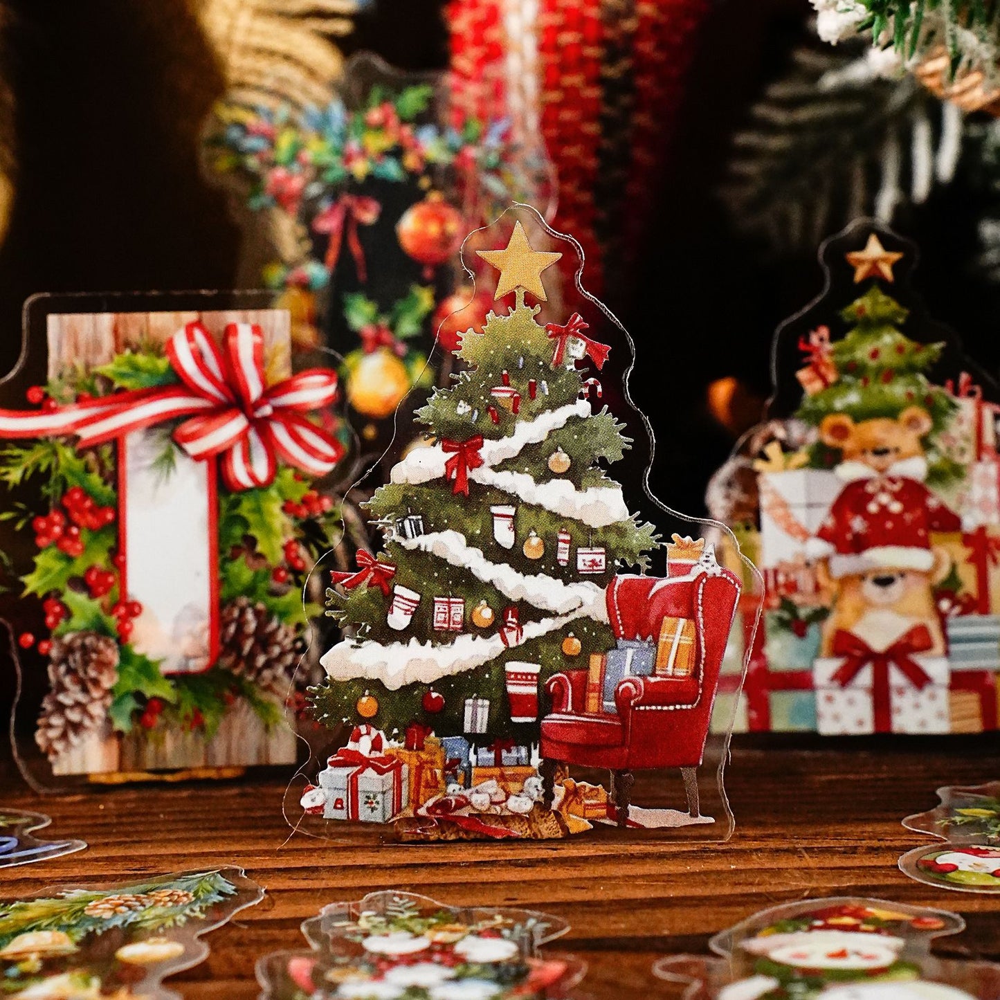 15 Pcs Christmas PET Stickres SDJXY