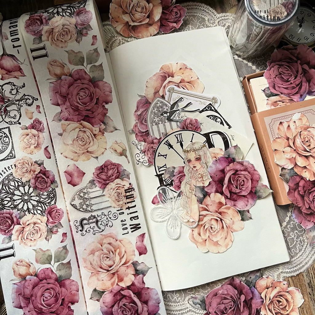 Floral Decorative Tape Rolls- Antique Rose