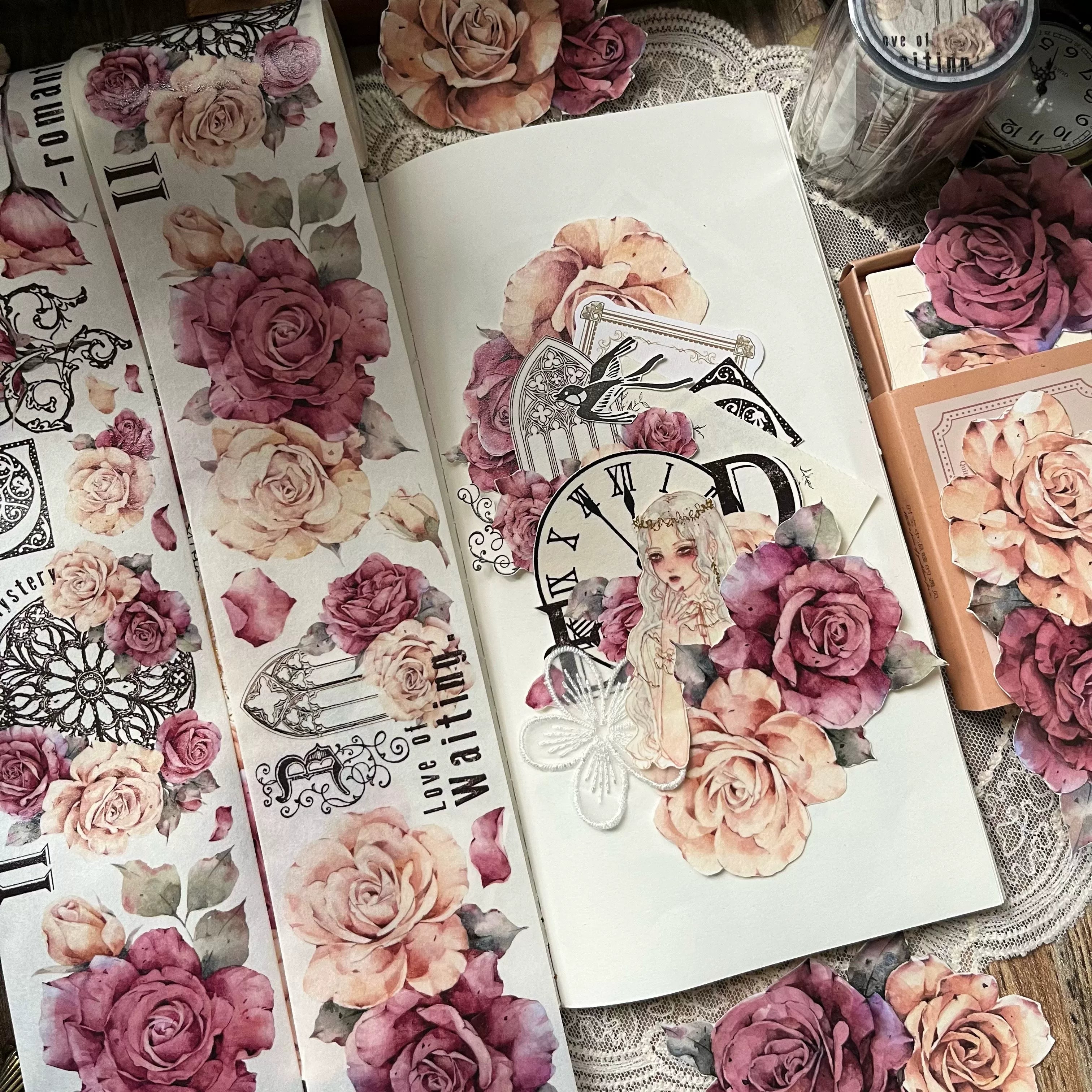 Floral Decorative Tape Rolls- Antique Rose