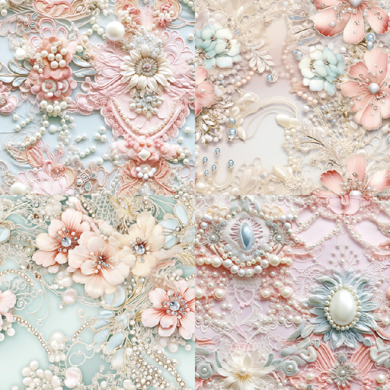 6 inch Pearl Embroidery Scrapbook Paper Pad SKP407