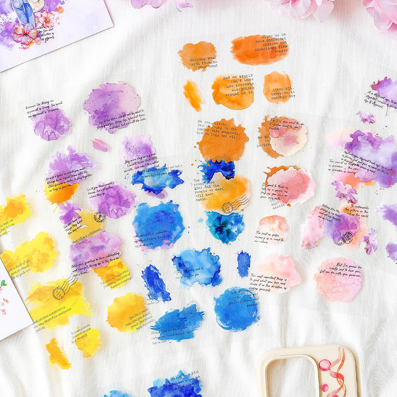 6 Sheets Watercolor Splash PET Stickers CXLG