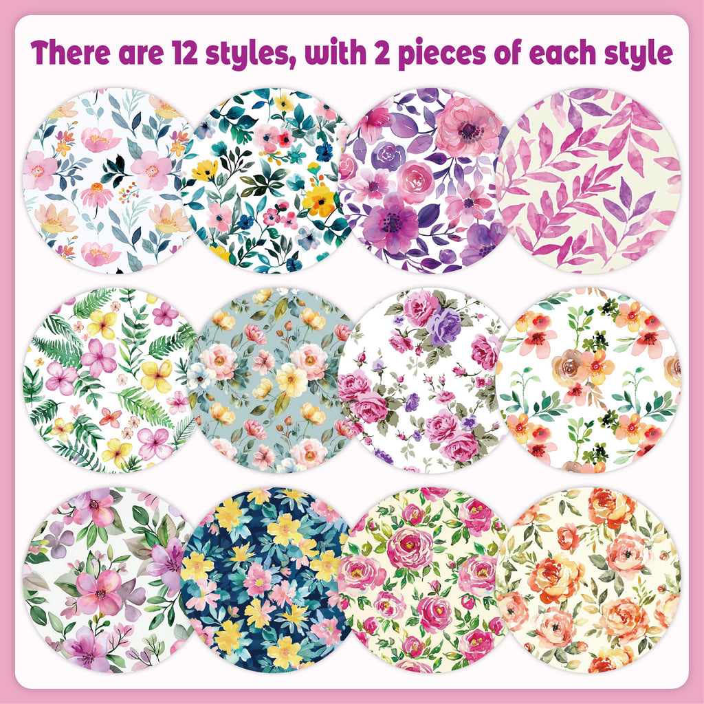 12 inch Watercolor Flower Scrapbook Paper Pad PAJ008