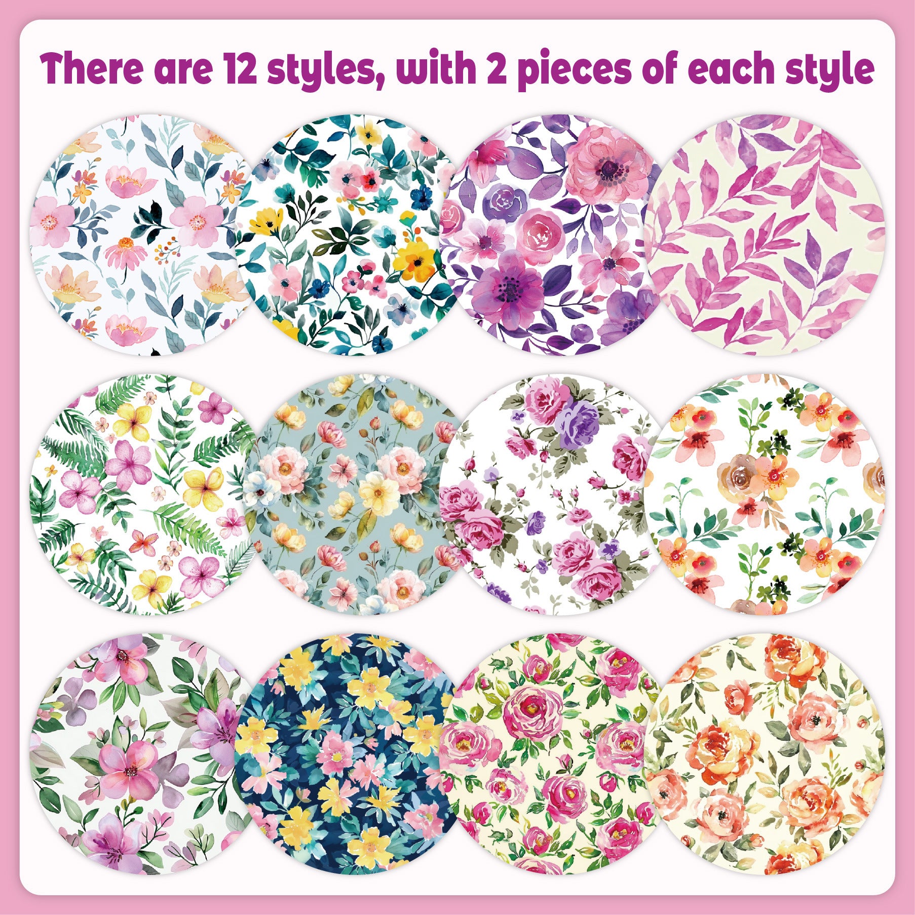 12 inch Watercolor Flower Scrapbook Paper Pad PAJ008