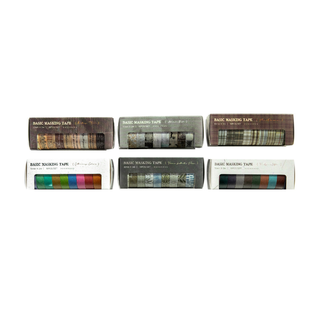 10 Rolls Basic Washi Tapes Set JCSH