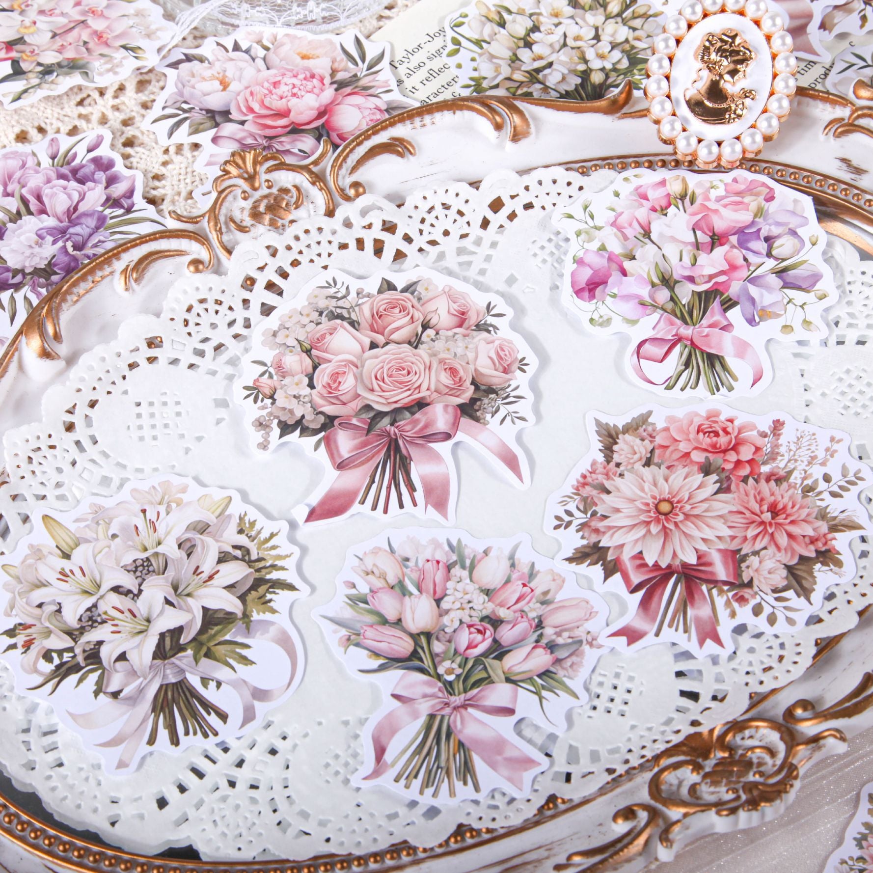 10 Pcs Bouquet Flower Scrapbook Paper SPHX