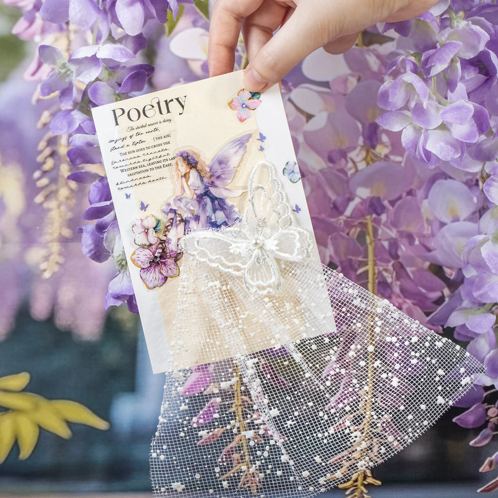 20 Pcs Purple Flower Girl Garden PET Stickers ZLLHY