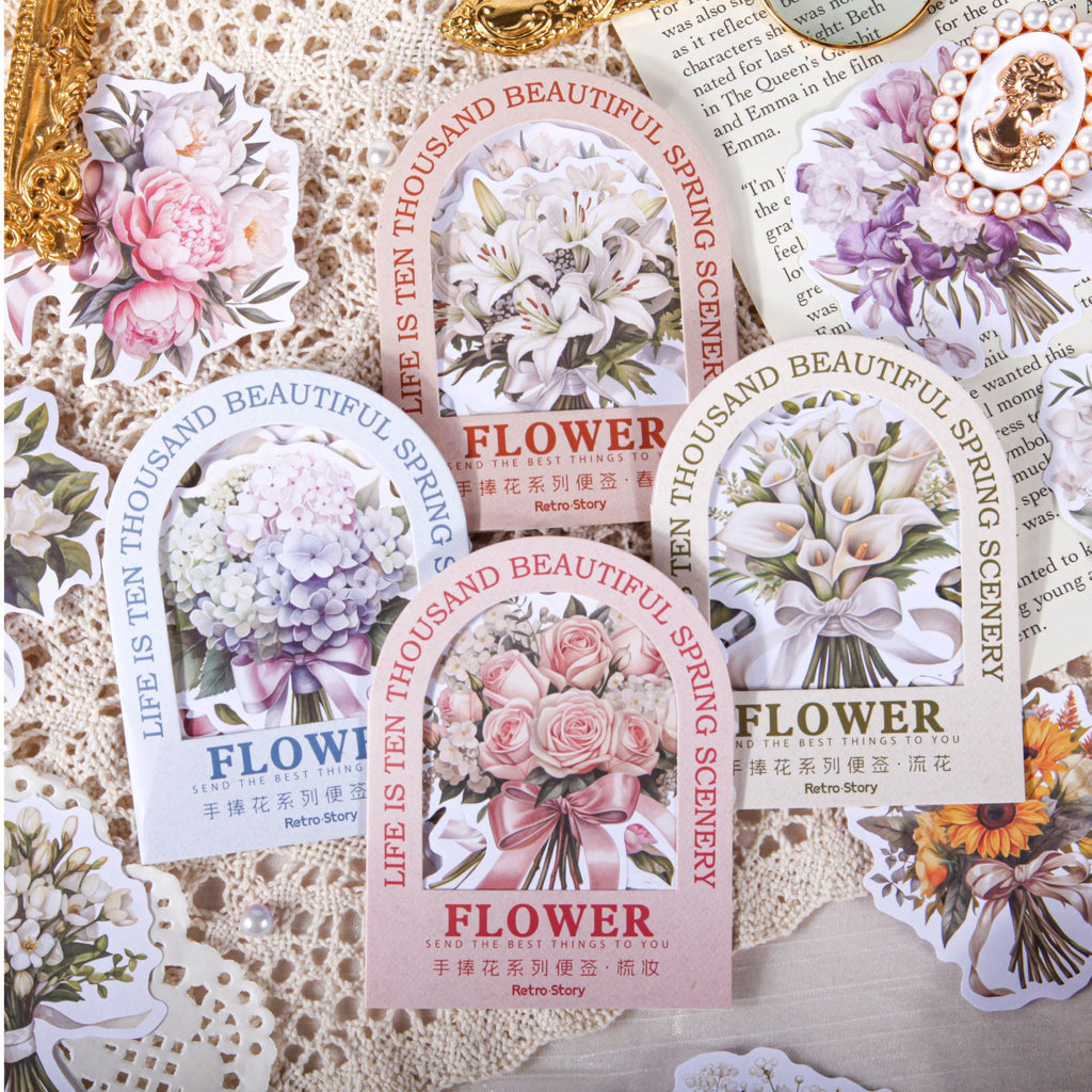 10 Pcs Bouquet Flower Scrapbook Paper SPHX