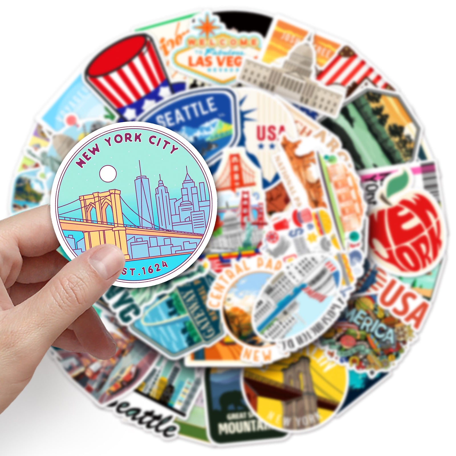 50Pcs United States Travel Vinyl Stickers TRV10