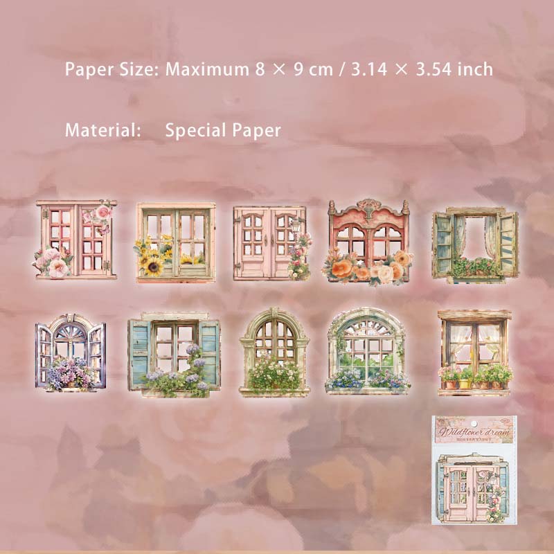 10 Pcs Windows Scrapbook Paper CDGS